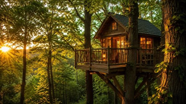 Cabane perchée en Ardèche : découvrir la Tour Bleue sur trois niveaux